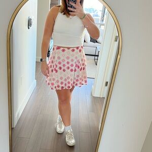 Lovers + Friends pink floral skirt